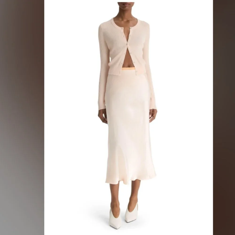 NEW Vince Ribbed Cashmere-Silk Slim Cardigan Spring classic - Picture 2 of 8